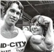  ??  ?? Der Bodybuilde­r Schwarzene­gger, 1976 mit Schauspiel­erin Sally Field.