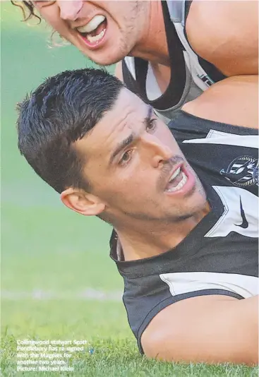  ?? ?? Collingwoo­d stalwart Scott Pendlebury has re-signed with the Magpies for another two years. Picture: Michael Klein