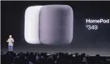  ?? MARCIO JOSE SANCHEZ/JOURNAL ?? Phil Schiller, Apple senior vice president of worldwide marketing, introduces the HomePod speaker system on Monday.