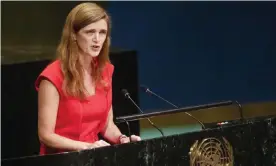  ??  ?? Samantha Power speaks at the UN general assembly in 2016. Photograph: Bebeto Matthews/AP