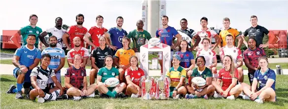  ?? Photo: ?? Captains of participat­ing women’s and men’s teams during the photo shoot at Cite de l’espace in Toulouse, France, on May 18. World Rugby