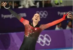  ?? STEVE RUSSELL/TORONTO STAR ?? Calgary speedskate­r Ted-Jan Bloemen dominated the field in the men’s 10,000 metres and held off a strong Dutch contingent to win Thursday in an Olympic record time. It was Bloemen’s second medal of the Games.