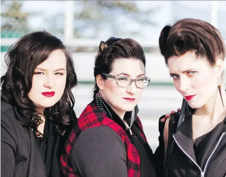  ??  ?? LadyBits — Marley Duckett, from left, Jenny Ryan and Courtney Lato — are fundraisin­g for Margaret’s Place, the YWCA’s temporary housing for teen girls.