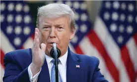  ?? Photograph: Mandel Ngan/AFP via Getty Images ?? US President Donald Trump gestures as he speaks during the daily briefing on the novel coronaviru­s