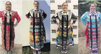  ??  ?? Kalli Eagle Speaker was heartbroke­n at the theft last month of her traditiona­l jingle dresses, some of which are shown above in a file photo. Police have made three arrests in the case