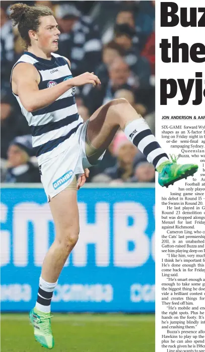  ?? Picture: GETTY IMAGES ?? Wylie Buzza is a crucial inclusion for Geelong against Sydney.