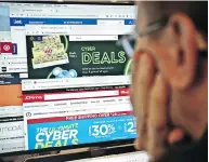  ?? BEBETO MATTHEWS / THE ASSOCIATED PRESS ?? Cyber Monday deals. A new survey finds Canadians have spent an average of $2,748 this year in online shopping.