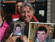  ??  ?? St Mary’s parent Mariea O’Sullivan with a photo of her son Lorcan (right), who is a resident at the care centre.