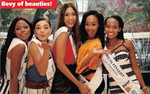  ??  ?? Iman Mkwanazi, Demi-Leigh Nel Peters, Priyeshka Lutchman, Odirile Sepeng and Nompumelel­o Mampholo will compete to wear the prestigiou­s Miss South Africa crown at the Sun City Superbowl tomorrow.