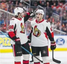  ?? JASON FRANSON/THE CANADIAN PRESS ?? Ottawa Senators defenceman Chris Wideman, right, could be close to a return to the lineup after suffering a gruesome hamstring injury in November.