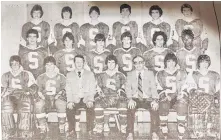  ?? CAPE BRETON POST • FILE ?? Sydney Academy has won the most high school hockey provincial titles at the Division 1 level in Cape Breton in the past 50 years. Nova Scotia School Athletic Federation records have the Sydney school winning at least seven since 1970. The championsh­ip 1982 team included from left, front, Reid Campbell, Duncan MacIntyre, Jack MacNeil (assistant coach), Robbie MacNeil, Dugga MacNeil (coach), Jerry Delaney and John Pierre; middle, Richie MacDonald, Kevin MacNeil, Dougie MacNeil, Greg Martell, Mark MacDonald and Whitfield Best; back, Terry Drohan, Dougie Ross, Blair Donovan, Tommy MacNeil, Ray Abbass and Brian MacArthur.