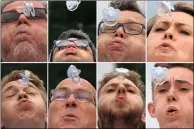 ?? PICTURE: REUTERS ?? A combinatio­n of eight pictures shows participan­ts of the pacifier spitting world championsh­ip in Nidderau near Frankfurt, Germany, earlier this month.