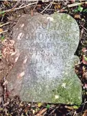  ?? JIM STINGL / MILWAUKEE JOURNAL SENTINEL ?? This grave marker for Caroline Chonka was perhaps discarded because it spells her name incorrectl­y as Carolina. Jim Staniszews­ki of Muskego found the stone on farmland 22 miles from where Caroline is buried in Milwaukee.