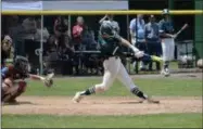  ?? BY JOE BOYLE JBOYLE@DIGITALFIR­STMEDIA.COM @BOYLERALER­TTROY ON TWITTER ?? Ben Lavery hits a foul ball on Saturday, May 25 at Plainsmen Park as Shen picks up the Section II Class AA sectional win over LaSalle, 5-4.