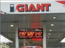  ?? DONNA ROVINS — DIGITAL FIRST MEDIA ?? As gas prices have started to creep upward, Giant at Upland Square in West Pottsgrove was charging $2.95 for a gallon of regular gasoline.