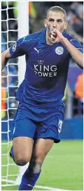  ??  ?? GOAL HABIT: Islam Slimani celebrates Leicester winner