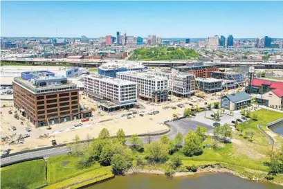  ?? JERRY JACKSON/BALTIMORE SUN ?? As five buildings near completion, two developers of high-profile urban projects in major U.S. cities have joined Sagamore Ventures’ effort to create a mini-city in South Baltimore’s Port Covington and will lead the next phase of developmen­t.