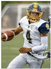  ??  ?? QB RaHeim Moss has helped Springfiel­d to a No. 15 ranking in D-I in the season’s first state poll.