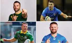  ?? Getty; AFP via Getty; Getty ?? James Tedesco (top) and Nathan Brown (bottom) have played for both Italy and Australia, who meet this weekend. Composite:
