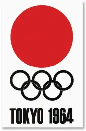  ??  ?? Red flag rehabilita­ted 6he oʛcial logo of the 1964 )ames featured the red sun of the Japanese Hinomaru ʚag s a s[mbol formerl[ associated with imperialis­m and war
