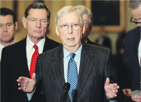  ??  ?? Mitch McConnell speaks at a Republican Senate caucus news conference in Washington on Tuesday.