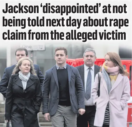  ??  ?? Ulster and Ireland rugby player Paddy Jackson arrives at Laganside Magistrate­s Court yesterday