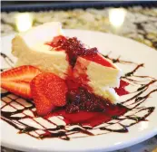  ??  ?? Diners can top off their five-course meal with a generous serving of strawberry cheesecake.