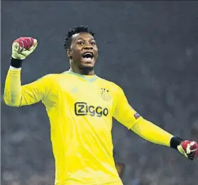  ?? FOTO: GETTY ?? André Onana (22 años) celebra el gol de Ziyech, que igualó el duelo ante el Madrid