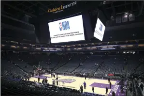  ?? EZRA SHAW/GETTY IMAGES/TNS ?? The game between the Pelicans and the Kings is postponed because of coronaviru­s concerns at Golden 1 Center in Sacramento on March 11.