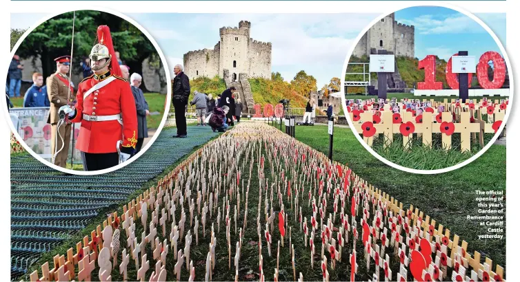  ?? ?? The official opening of this year’s Garden of Remembranc­e at Cardiff Castle yesterday