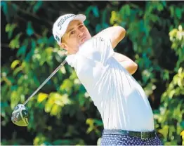  ?? HECTOR VIVAS GETTY IMAGES ?? Justin Thomas, teeing off from the second hole, has eight birdies to offset bogeys on the first and last holes in the third round of the WGC Mexico Championsh­ip.