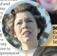  ?? ?? SCARF ACE Kieran spoofing Olivia Colman and, below, Emma Corrin