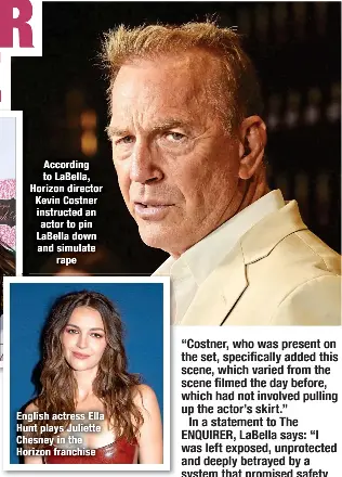 HORIZON ACTRESS SUES COSTNER FOR RAPE SCENE - PressReader
