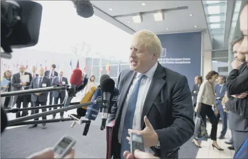  ??  ?? Foreign Secretary Boris Johnson arrives for a meeting of EU foreign ministers at the EU Council building in Luxembourg yesterday.