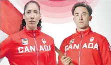  ?? CANADIAN OLYMPIC COMMITTEE ?? Miranda Ayim and Nathan Hirayama, who is based in Langford, will carry the flag for Canada at the Tokyo Olympics opening ceremony on Friday.