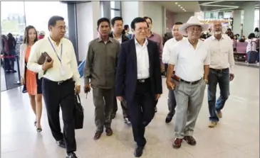  ?? FACEBOOK ?? Opposition leader Kem Sokha arrives at Phnom Penh Internatio­nal Airport yesterday.