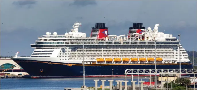  ?? TRIBUNE NEWS SERVICE FILE ?? Disney Cruise Line’s Dream, seen docked in Port Canaveral, Fla., will be traveling across the Atlantic and cruising the Mediterran­ean in summer 2023.