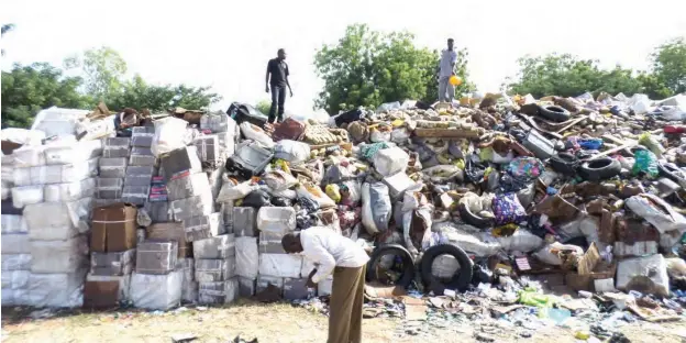 ??  ?? Tons of banned drugs worth millions of naira waiting to be destroyed