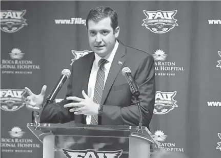  ?? JIM RASSOL ?? UCF could hire FAU athletics director Brian White to replace his older brother, Danny, who left the Knights to become Tennessee’s AD.