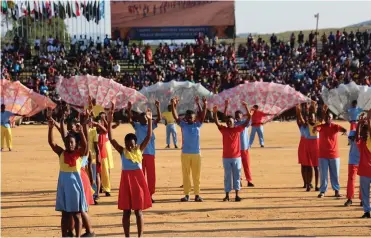  ?? ?? ▴ Children displaying their skills during the colourful event.