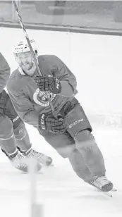  ?? DAVID SANTIAGO/MIAMI HERALD VIA AP ?? Aleksander Barkov skates during the first practice of their NHL hockey training camp earlier this month in Sunrise, Fla.