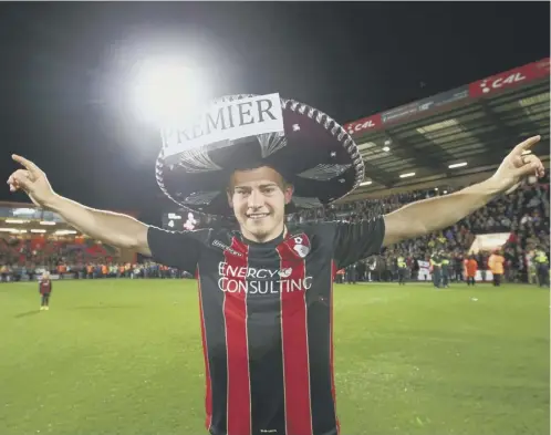  ?? Picture: Getty ?? Ryan Fraser celebrates after Monday night’s win over Bolton put Bournemout­h on the brink of promotion to the Premier League