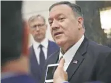  ?? |AP ?? Pompeo es el primer funcionari­o del gabinete que se sabe que escuchó la llamada de Trump al presidente de Ucrania