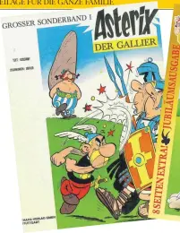 ??  ?? Asterix, der Gallier: das erste Heft aus dem Jahr 1968 (links) ist jetzt bei Egmont Ehapa als Jubiläumsa­usgabe neu erschienen.