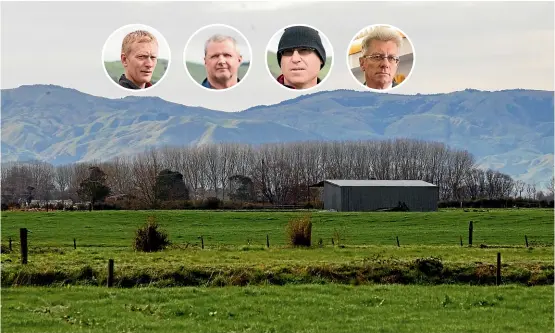  ??  ?? A proposed wind farm along ridgelines in Tirohia has some locals concerned for the impact on residents. Inset from left to right: Andrew Frater, Adrian Baxter, Craig Huston and John Tregidga.