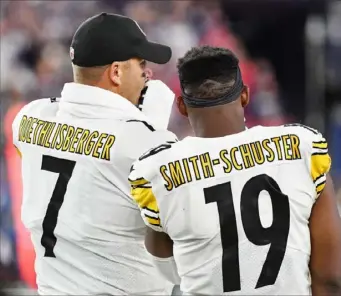  ?? Peter Diana/Post-Gazette ?? In Ben Roethlisbe­rger’s eyes, it’s quite possible that JuJu Smith-Schuster has ascended to the level of Heath Miller and Maurkice Pouncey as a teammate.