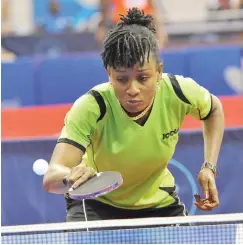  ??  ?? Nigeria’s female table tennis legend Oshonaike in action at an internatio­nal championsh­ip
