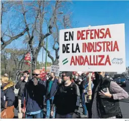  ?? ?? Manifestac­ión de trabajador­es de Santa Bárbara el pasado 22 de febrero.