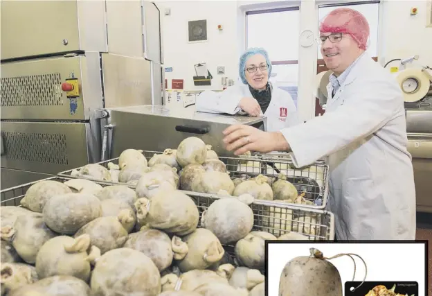  ??  ?? 0 James and Jo Macsween at their Haggis factory in Loanhead, right the Scottish Veggie Crumble