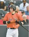  ?? JOEY GARDNER/DELMARVA SHOREBIRDS ?? After hitting .529 last week for Low-A Delmarva, Orioles prospect Heston Kjerstad was promoted to High-A Aberdeen on Monday. He hit .463 in 98 plate appearance­s with the Shorebirds.